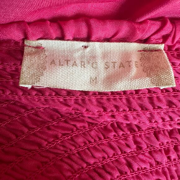 Altar'd State Mini Dress Womens M Pink Ruffle Smocked Boho Cottagecore Barbie - Picture 5 of 6